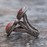 Vintage Sterling 2-Stone Coral Band 4