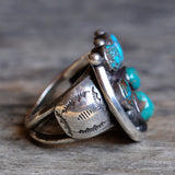 Vintage Sterling 5-Stone Bisbee Turquoise Horseshoe Ring 12
