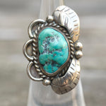 Vintage Sterling Turquoise Feather Ring 4.25