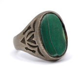Vintage Sterling Stamped V Malachite Trading Post Ring 13