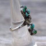 Vintage Sterling Turquoise Cluster Ring 6.75