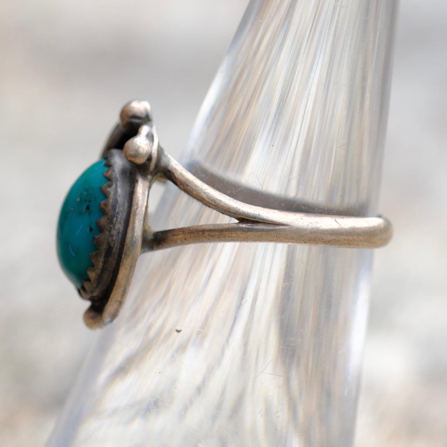 Vintage Sterling Turquoise Feather Ring 5.25