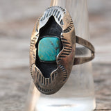 Vintage Sterling Turquoise Shadowbox Ring 9