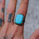 Vintage Sterling Turquoise Horseshoe Ring 10