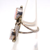 Vintage Sterling 2-Stone mother Of Pearl Feather Ring 5.5