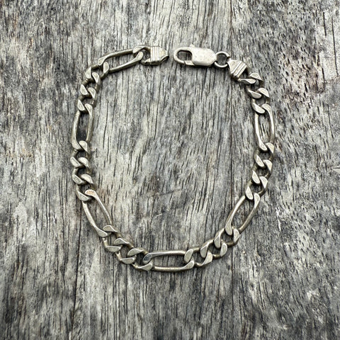 Vintage Sterling Silver Figaro Chain Bracelet