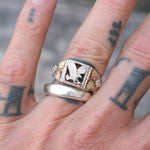 Vintage Sterling and 12k Gold Eagle Ring 8.5