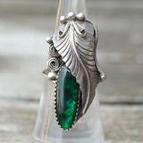 Vintage Sterling Abalone Feather Ring 6.25