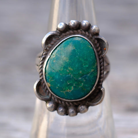 Vintage Sterling Turquoise Ring 6.75