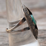 Vintage Sterling Turquoise Shadowbox Ring 9