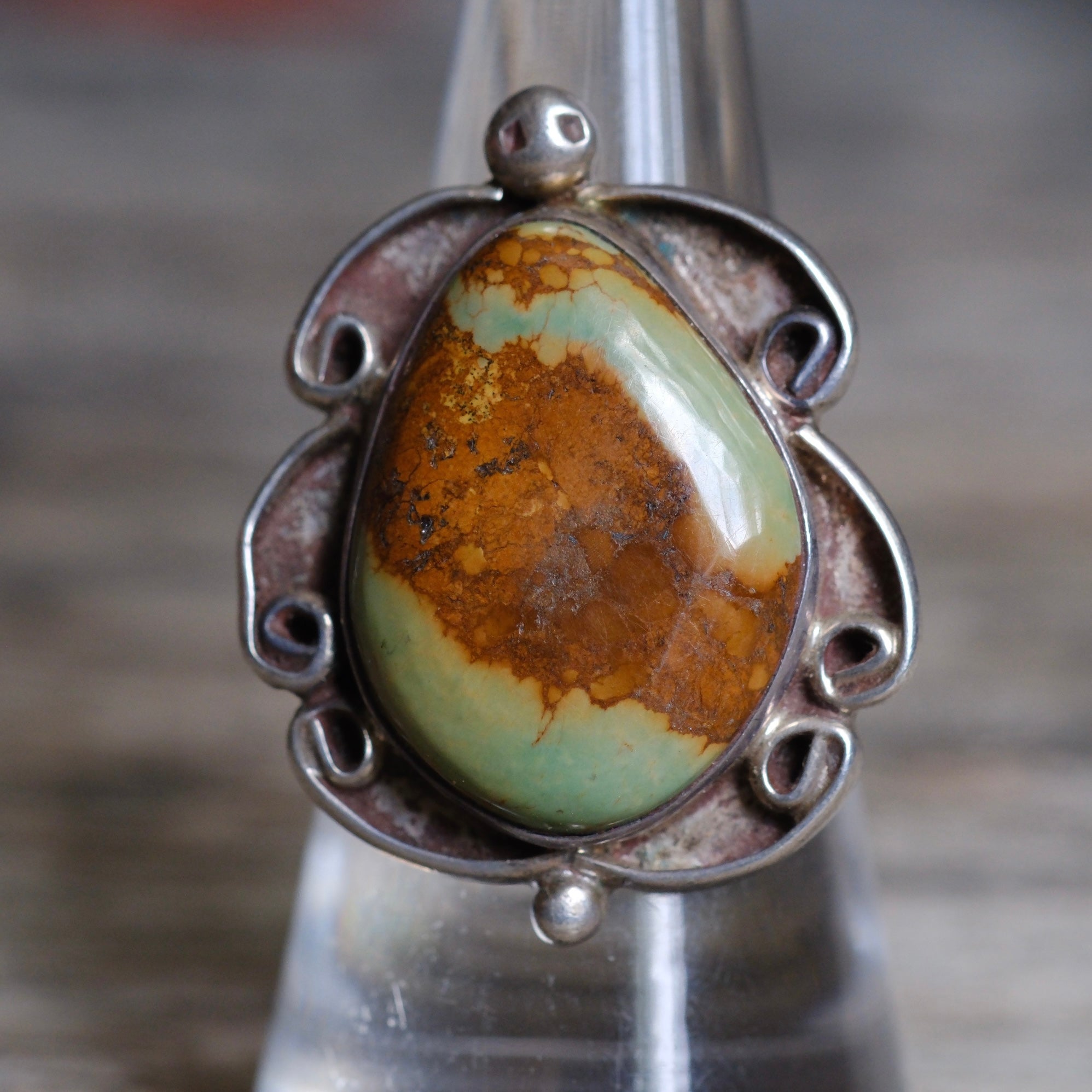 Vintage Sterling Turquoise Ring 7.75