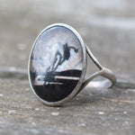 Vintage Sterling Painted Butterfly Wing Ring 5.25
