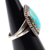 Vintage Sterling Turquoise Roper Ring 5.75