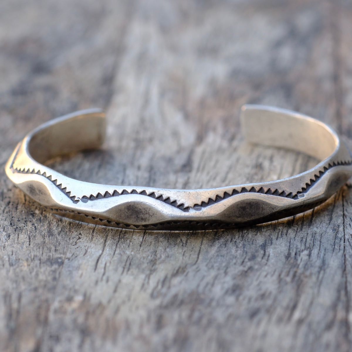 Vintage Sterling Silver Stamped Cuff Bracelet