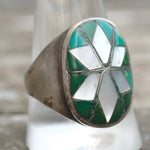 Vintage Sterling Zuni Inlay Starburst Ring 12