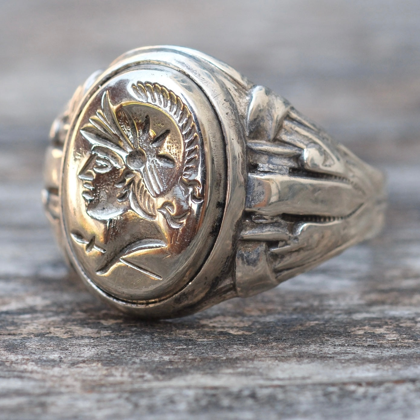 Vintage Sterling Centurion Signet Ring 11