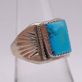 Vintage Sterling Turquoise Stamped Band Ring 8.25