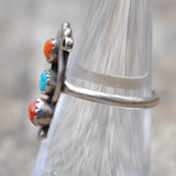 Vintage Sterling Turquoise and Coral Ring 5