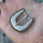 Vintage Ladies Sterling Silver Engraved Floral Belt Buckle .75"