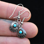 Vintage Sterling Turquoise Bear Paw Earrings