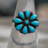 Vintage Sterling Turquoise Cluster Ring 6