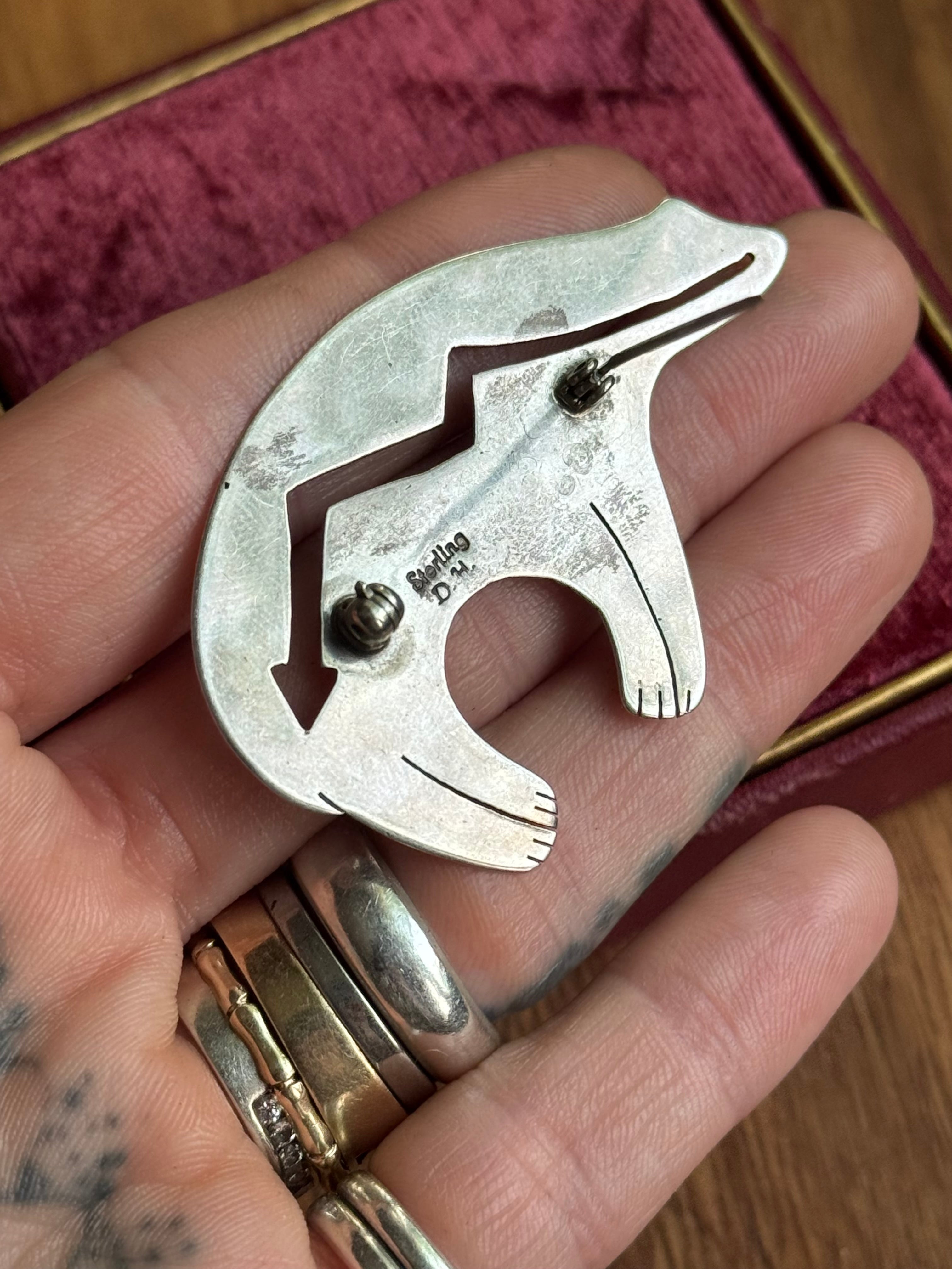 Vintage Sterling Silver Native Bear Pin