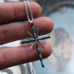 Vintage Sterling Silver Turquoise Cross Necklace