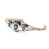 Vintage Sterling Turquoise Bear Paw Cuff 6.5"
