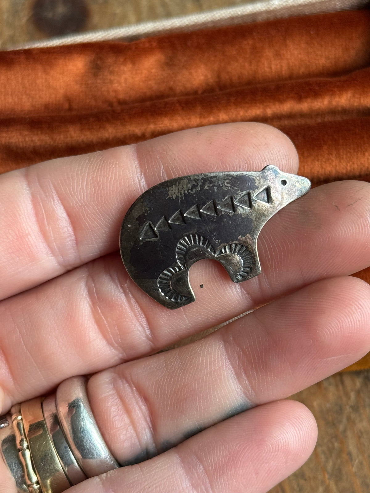 Vintage Sterling Silver Stamped Bear Pin