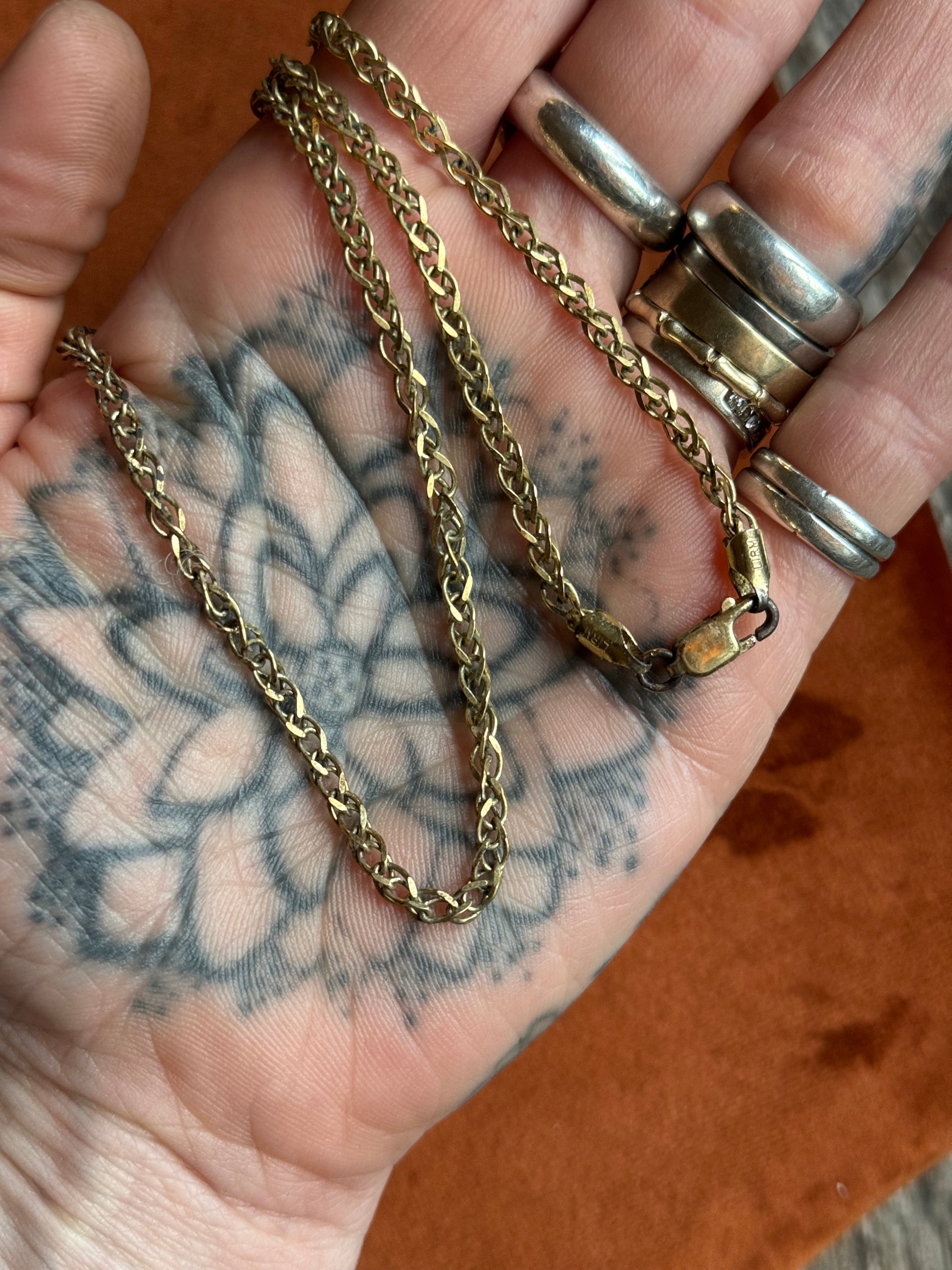 Vintage Sterling Silver Gold Tone 18” Braided Chain