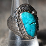 Vintage Sterling Turquoise Feather Ring 9.5