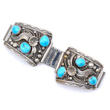 Vintage Sterling Turquoise Feather Watch Band