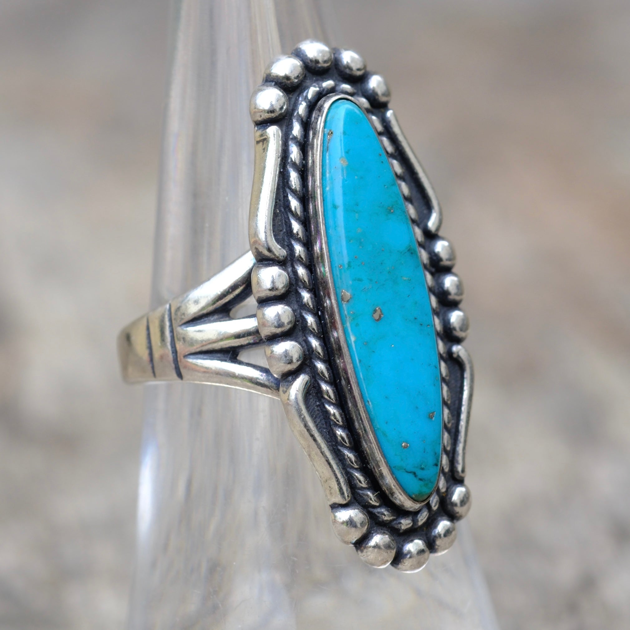 Vintage Sterling Turquoise Ring 6.5