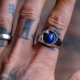 Vintage Sterling White Gold Electroplated Star Saphire Ring 11