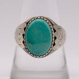 Vintage Sterling Turquoise Stamped Band Ring 9