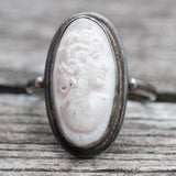 Vintage Sterling Cameo Ring 6.25