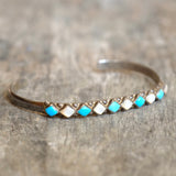Vintage Sterling Turquoise and Mother Of Pearl Inlay Cuff