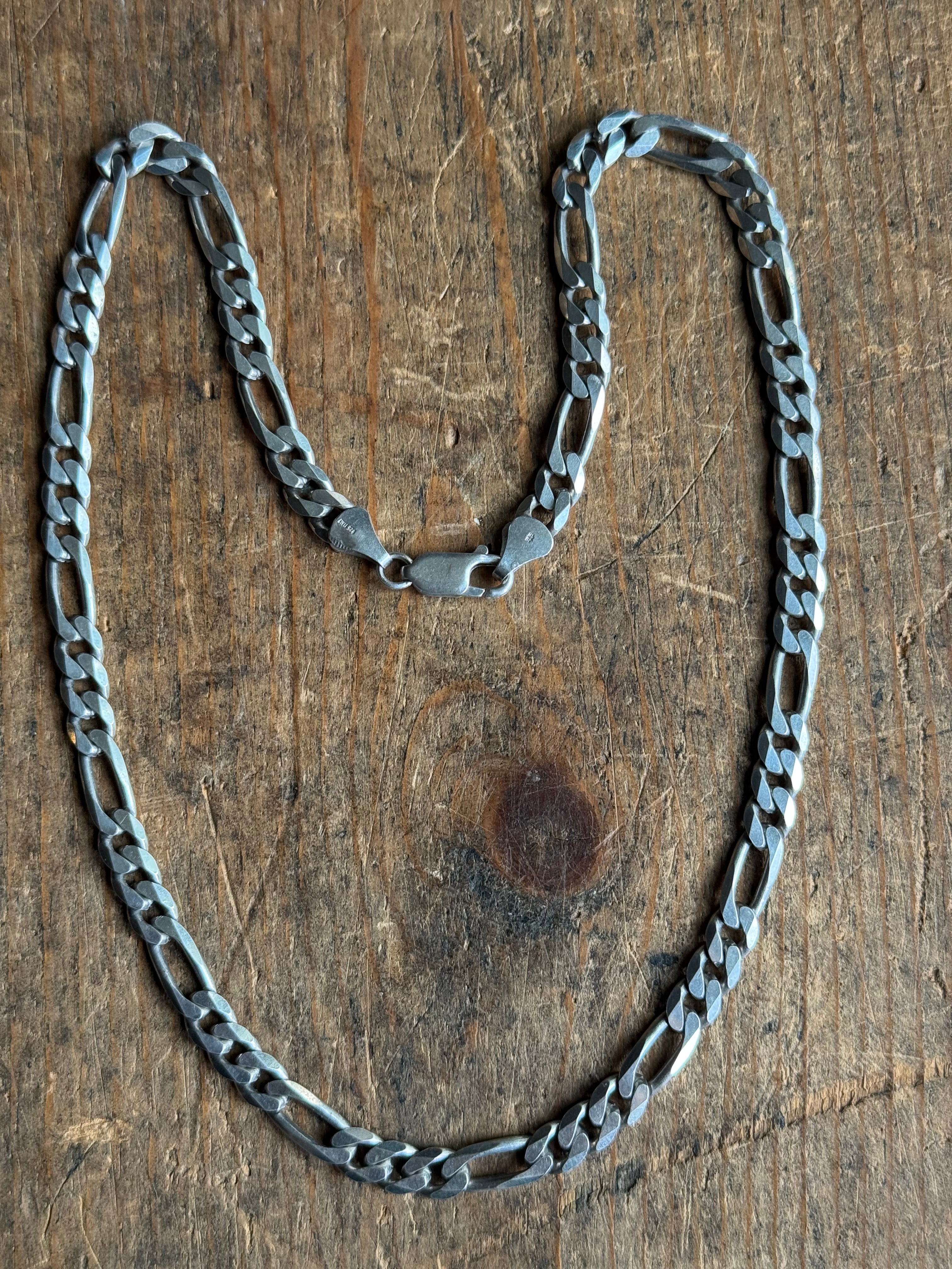 Vintage Sterling Silver 17.5” Figaro Chain
