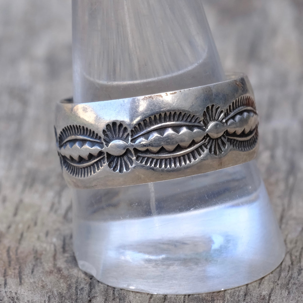 Vintage Sterling Silver Wide Stamped Band Ring 12