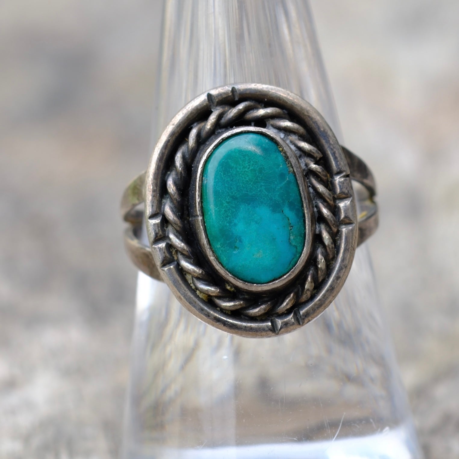 Vintage Sterling Turquoise Ring 7.25