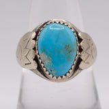 Vintage Sterling Turquoise Stamped Band Ring 9