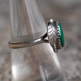 Vintage Sterling Malachite Feather Ring 7.5