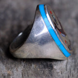 Vintage Sterling Inlaid Road Runner Ring 10