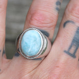 Vintage Sterling Lapis Cabochon Ring 8.25