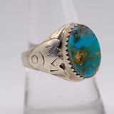 Vintage Sterling Turquoise Stamped Band Ring 9