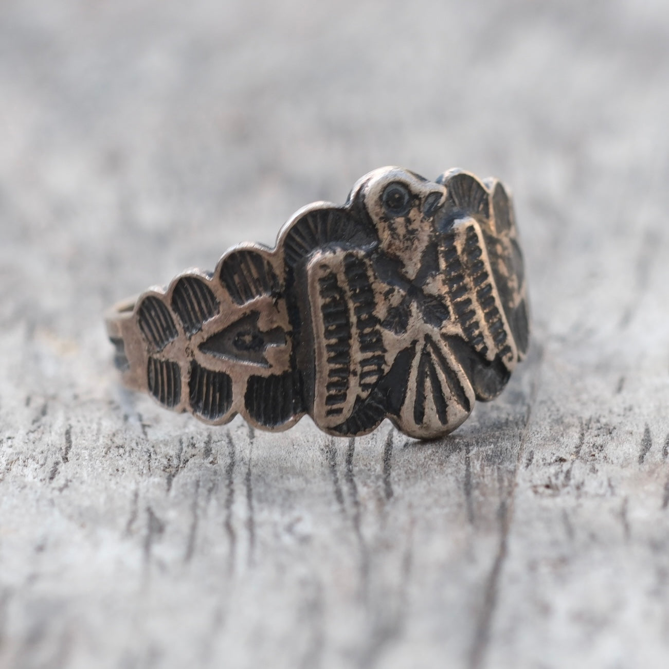 Vintage Sterling Silver Thunderbird Ring 6.75