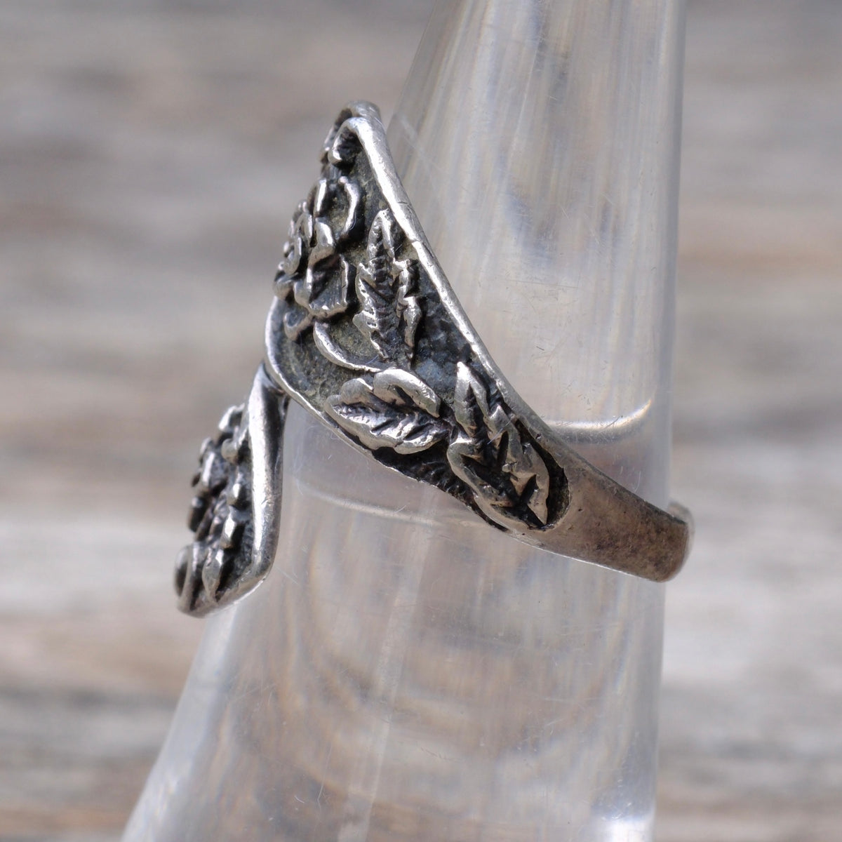 Vintage Sterling Floral Overpass Ring 6.25
