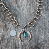 Vintage Sterling Turquoise Squash Blossom Necklace