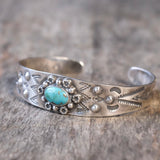 Vintage Sterling Turquoise Stamped Cuff