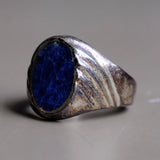 Vintage Sterling Lapis Signet Ring 11